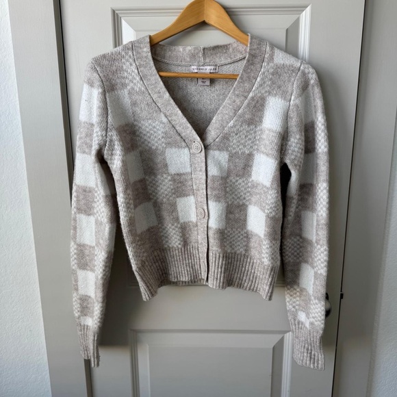 Sincerly Jules Sweaters - Sincerely Jules Cropped Cardigan Button Front Checkered Sweater